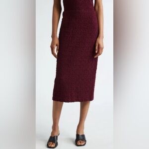 Vince Textured‎ Burgundy Midi Skirt